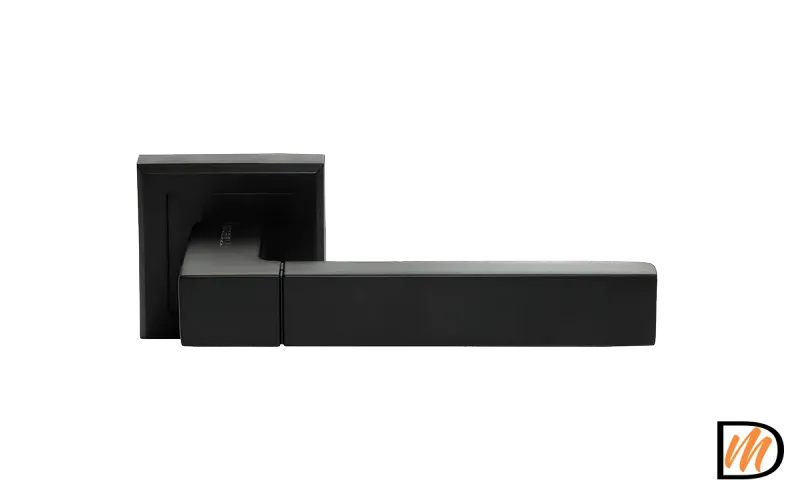 Ручка дверная FUKOKU MH-28 BL-S раздельная на квадратном основании, цвет черный, ЦАМ