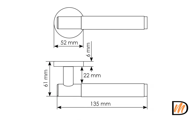 Ручка дверная AZRIELI MH-57-R6T MSG раздельная на круглой розетке 6 мм, цвет - мат. сатин. золото, ЦАМ Light
