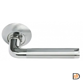 Ручка дверная КОЛОННА MH-03 SN/CP на круглом основании, цвет бел.никель/хром, ЦАМ