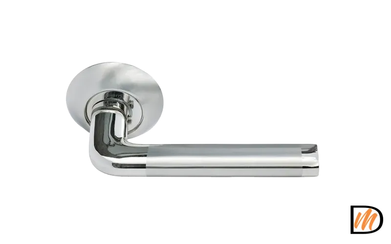 Ручка дверная КОЛОННА MH-03 SN/CP на круглом основании, цвет бел.никель/хром, ЦАМ