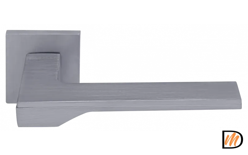 Ручка дверная PIERRES MH-49-S6 SC раздельная на квадратной накладке, цвет матовый хром, ЦАМ Light
