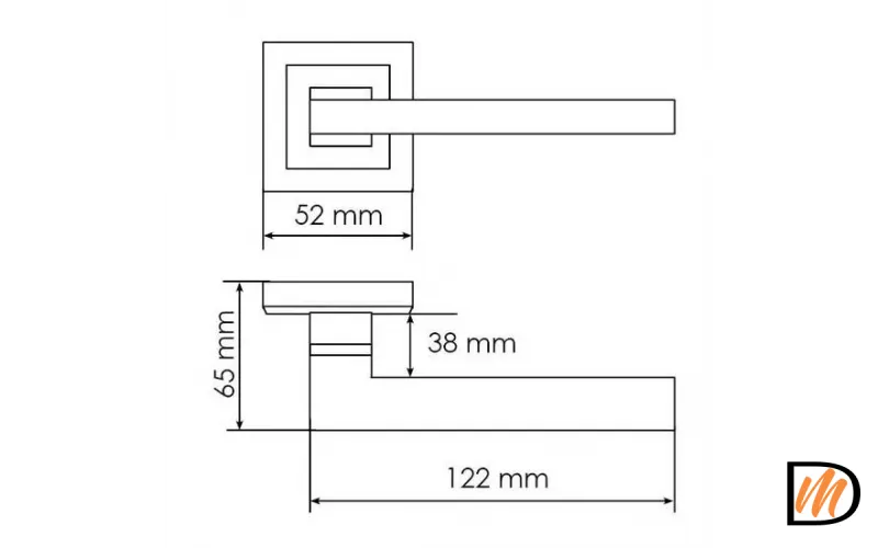 Ручка дверная PANTS MH-35 BL-S раздельная на квадратной розетке, цвет черный, ЦАМ Light