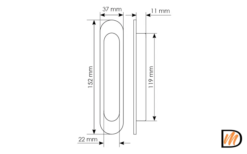 Ручка для раздвижных дверей MHS150 AB, цвет античная бронза, ЦАМ