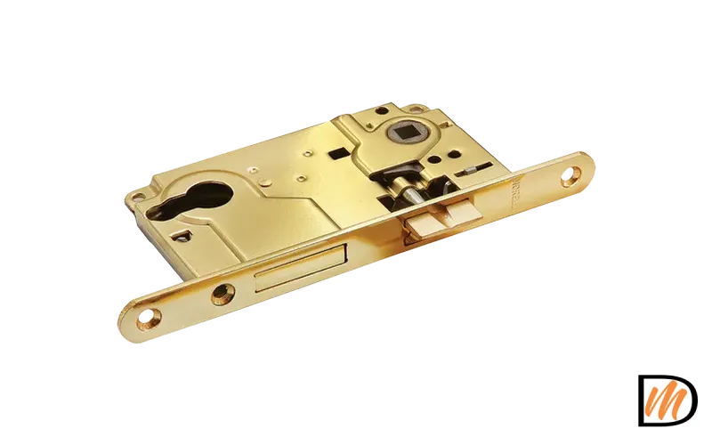 Замок межкомнатный врезной L1885 PG с ригелем под цилиндр, цвет золото
