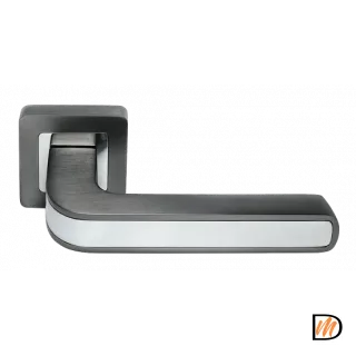 Ручка дверная EON MH-46 GR/CP-S55 раздельная на квадратной розетке, цвет графит/хром, ЦАМ Light