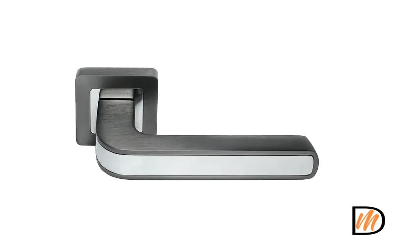 Ручка дверная EON MH-46 GR/CP-S55 раздельная на квадратной розетке, цвет графит/хром, ЦАМ Light