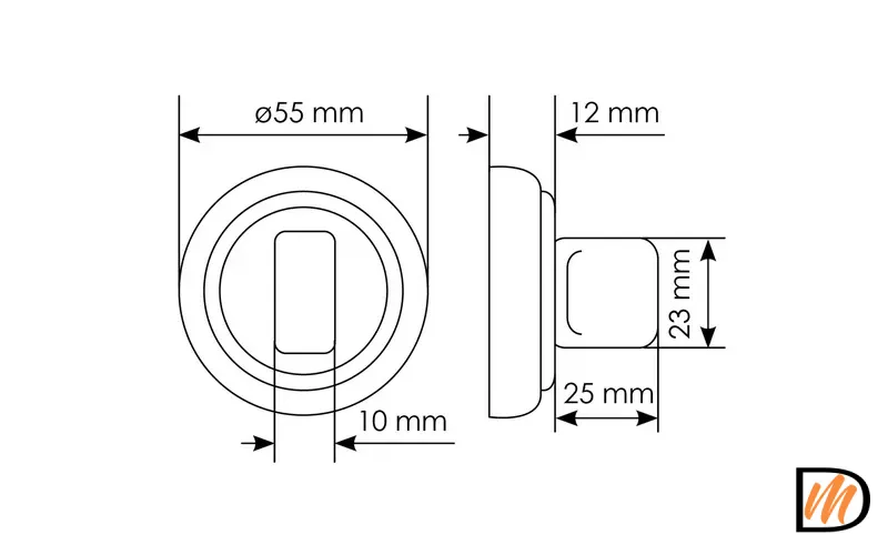 Завертка дверная MH-CYL AB с цилиндром, цвет античная бронза