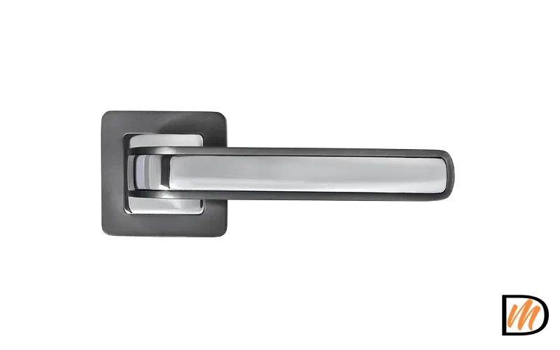 Ручка дверная EON MH-46 GR/CP-S55 раздельная на квадратной розетке, цвет графит/хром, ЦАМ Light