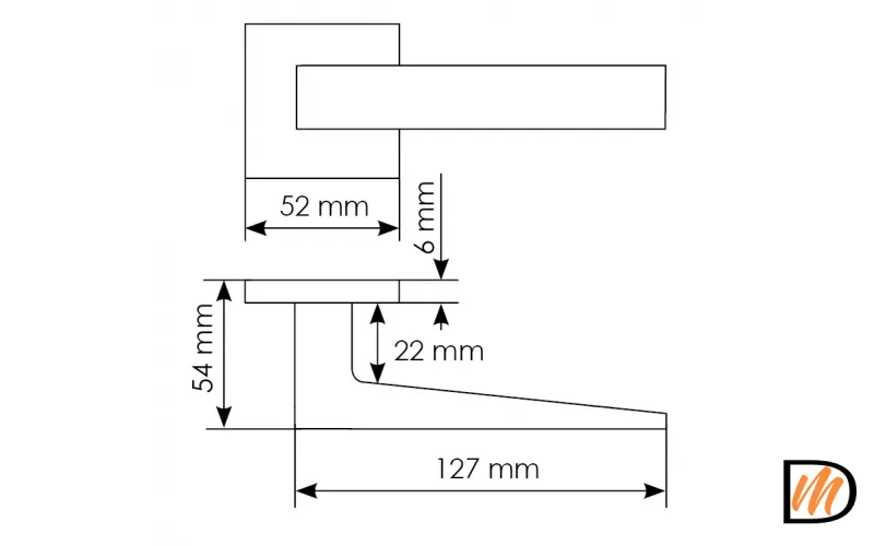 Ручка дверная MIRA MH-54-S6 BL раздельная на квадратном основании 6 мм, цвет черный, ЦАМ Light
