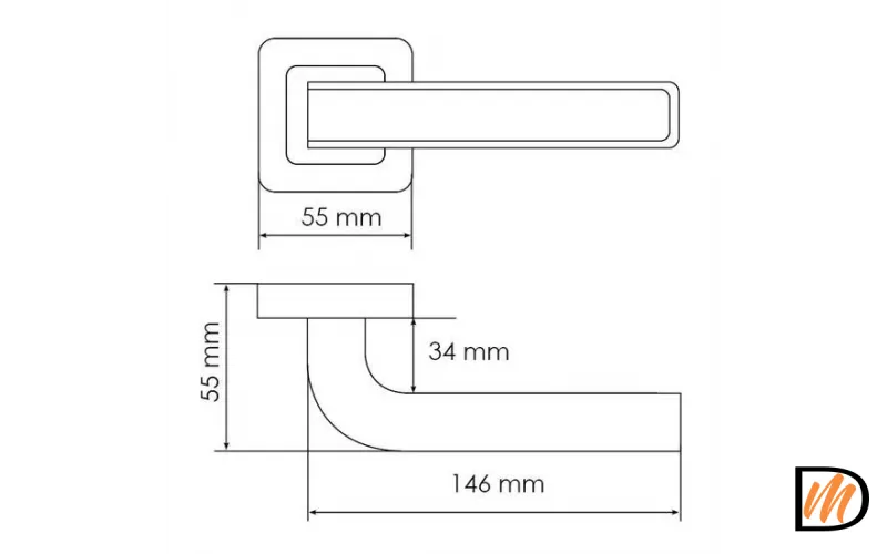 Ручка дверная EON MH-46 GR/CP-S55 раздельная на квадратной розетке, цвет графит/хром, ЦАМ Light
