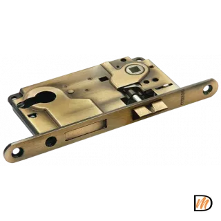 Замок межкомнатный врезной L1885 AB под цилиндр с ригелем, цвет бронза