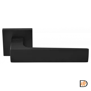 Ручка дверная MIRA MH-54-S6 BL раздельная на квадратном основании 6 мм, цвет черный, ЦАМ Light