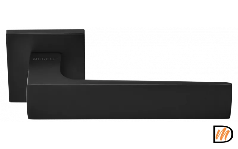 Ручка дверная MIRA MH-54-S6 BL раздельная на квадратном основании 6 мм, цвет черный, ЦАМ Light