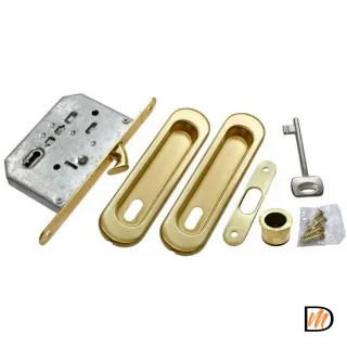 Комплект ручек для раздвижных дверей MHS150 L SG с замком, цвет мат.золото, ЦАМ