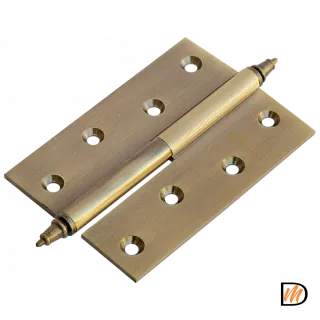 Петля карточная латунная разъемная  MB 100X70X3 AB R C правая с коронкой , врезная, цвет бронза