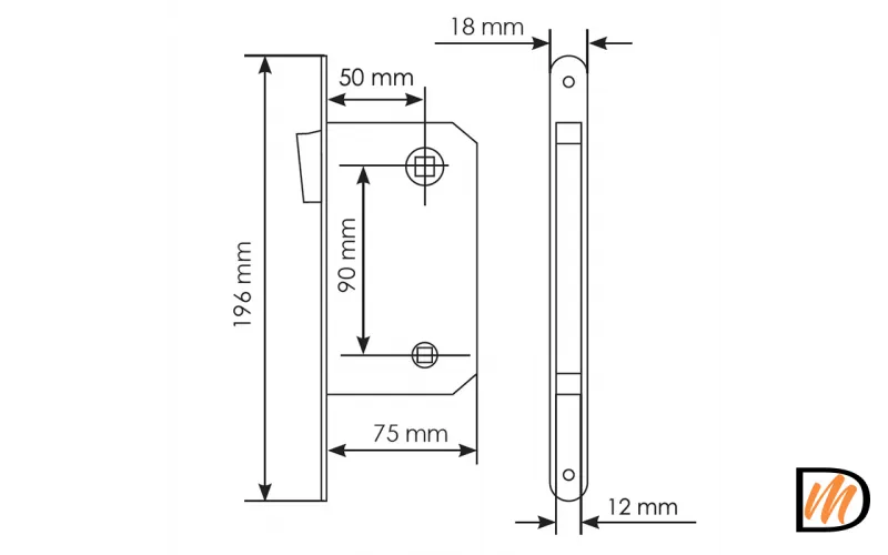 Замок межкомнатный MM 2090 BL, магнитный, сантехнический, цвет черный