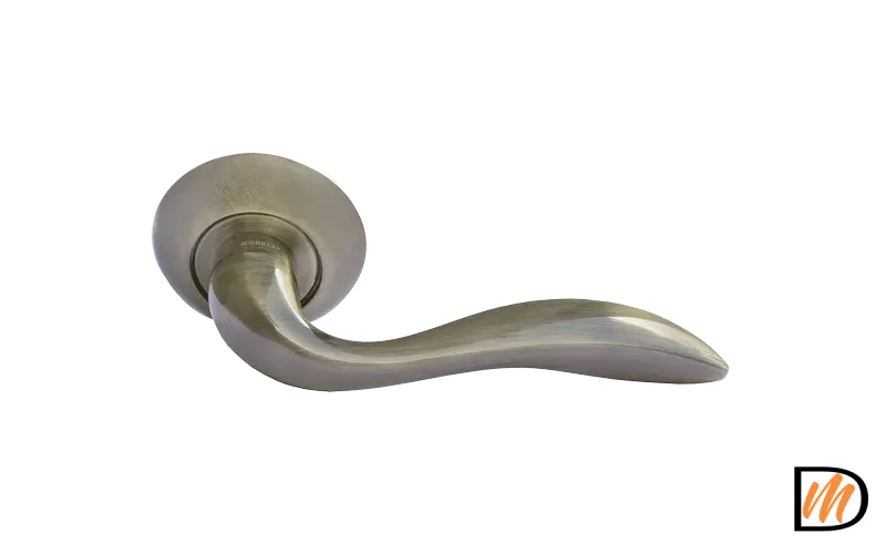 Ручка дверная ЛЬВИНАЯ ЛАПА MH-05 AB раздельная на круглой розетке, цвет бронза, ЦАМ