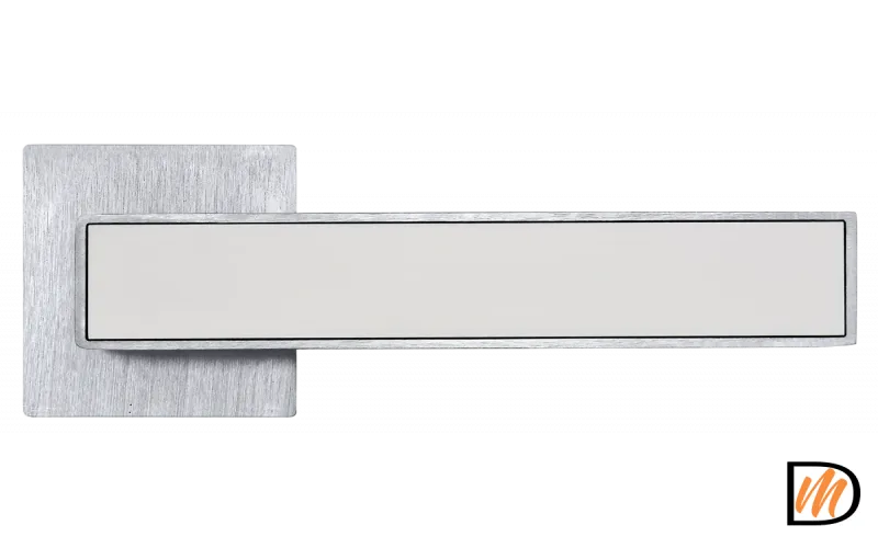 Ручка дверная SULLA MH-48-S6 SSC/W раздельная на квадртаном основании 6 мм, цвет суперматовый хром/белый, ЦАМ Light