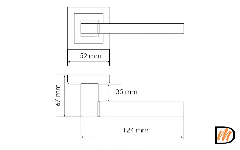 Ручка дверная SULLA MH-48-S6 SSC/W раздельная на квадртаном основании 6 мм, цвет суперматовый хром/белый, ЦАМ Light