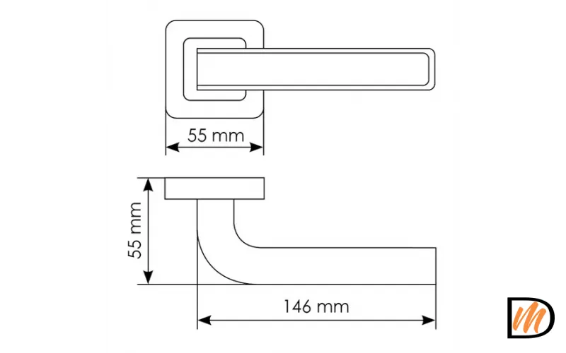 Ручка дверная EON MH-46 SC/CP-S55 раздельная на квадратной розетке, цвет матовый хром/хром, ЦАМ Light