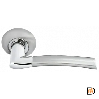 Ручка дверная ПИЗА MH-06 SN/CP на круглом основании, цвет бел.никель/хром, ЦАМ Light