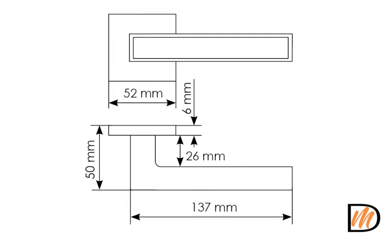 Ручка дверная SULLA MH-48-S6 BL раздельная на квадратной розетке, цвет черный, ЦАМ Light