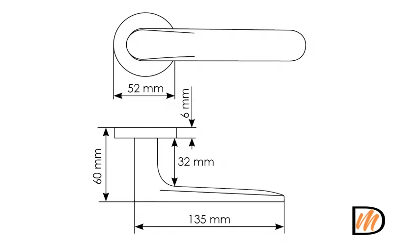 Ручка дверная GARAK MH-59-R6 BL раздельная на круглой розетке 6 мм, цвет черный, ЦАМ Light