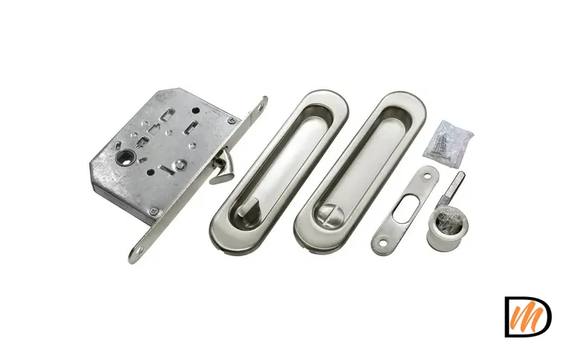 Комплект ручек для раздвижных дверей MHS150 WC SC с замком, цвет мат.хром, ЦАМ