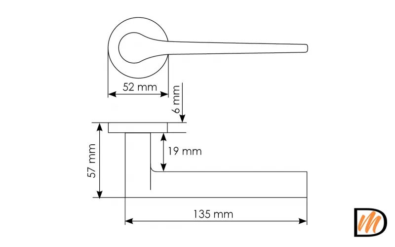 Ручка дверная LAND MH-60-R6 MSC раздельная на круглой розетке 6 мм, цвет мат. сатин. хром, ЦАМ Light