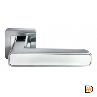 Ручка дверная FLEX MH-44 SC/CP-S55 раздельная на квадратной накладке, цвет матовый хром/хром, ЦАМ Light