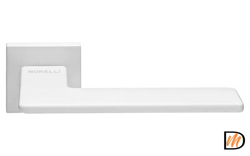 Ручка дверная PLATEAU MH-51-S6 W раздельная на квадратной розетке, цвет белый, ЦАМ Light