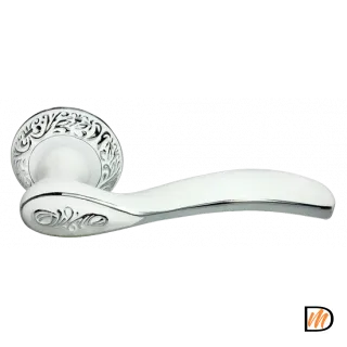 Ручка дверная CATHERINE MH-36-CLP W/PC раздельная на круглом основании, цвет белая эмаль/хром, ЦАМ Light