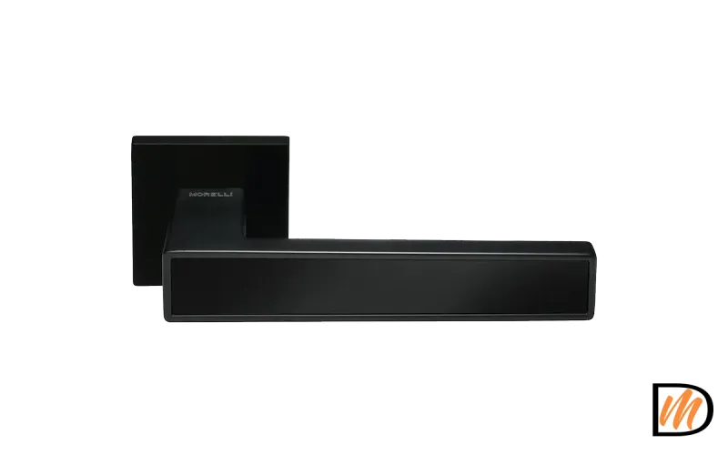 Ручка дверная SULLA MH-48-S6 BL раздельная на квадратной розетке, цвет черный, ЦАМ Light