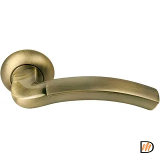 Ручка дверная ПАЛАЦЦО MH-02 MAB/AB раздельная на круглой розетке, цвет бронза/ант.бронза, ЦАМ