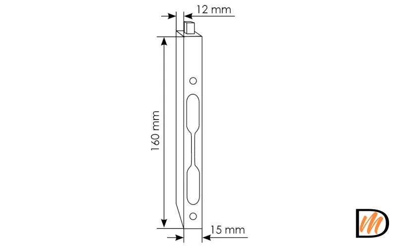 Шпингалет дверной L160 SN, цвет никель матовый, сталь