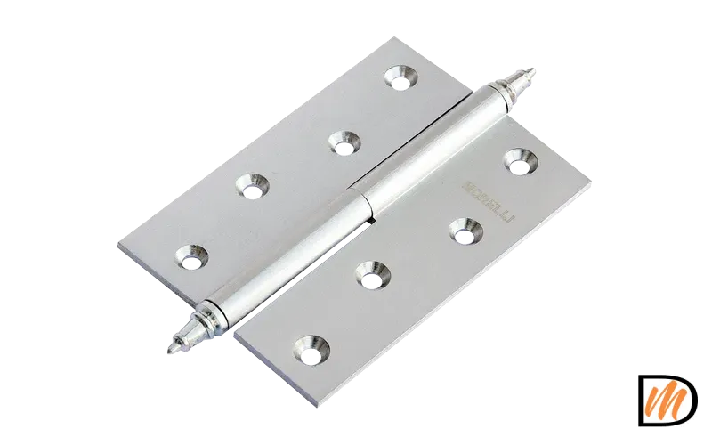 Петля карточная латунная разъемная MB 100X70X3 SC L C с коронкой левая, врезная, цвет матовый хром