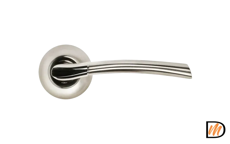 Ручка дверная ПИЗА MH-06 SN/CP на круглом основании, цвет бел.никель/хром, ЦАМ Light