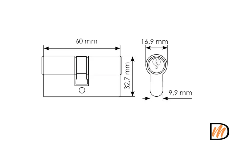 60C PG, ключевой цилиндр (60мм), цвет - золото