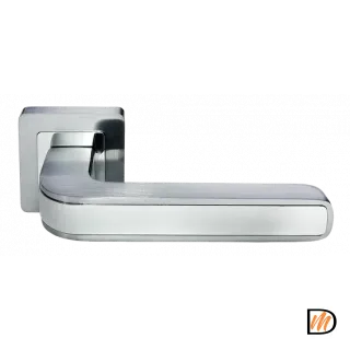 Ручка дверная EON MH-46 SC/CP-S55 раздельная на квадратной розетке, цвет матовый хром/хром, ЦАМ Light