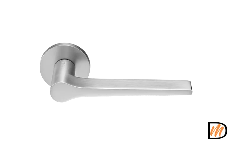 Ручка дверная LAND MH-60-R6 MSC раздельная на круглой розетке 6 мм, цвет мат. сатин. хром, ЦАМ Light