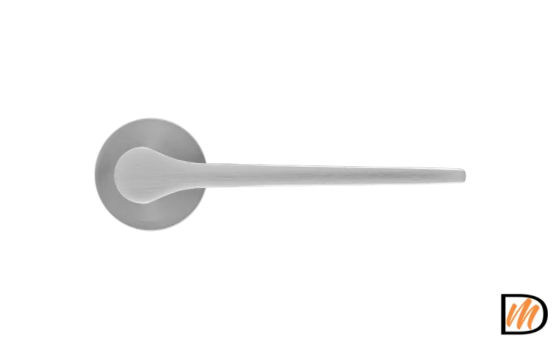 Ручка дверная LAND MH-60-R6 MSC раздельная на круглой розетке 6 мм, цвет мат. сатин. хром, ЦАМ Light
