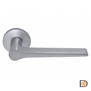 Ручка дверная LAND MH-60-R6 SC раздельная на круглой розетке 6 мм, цвет мат хром, ЦАМ Light