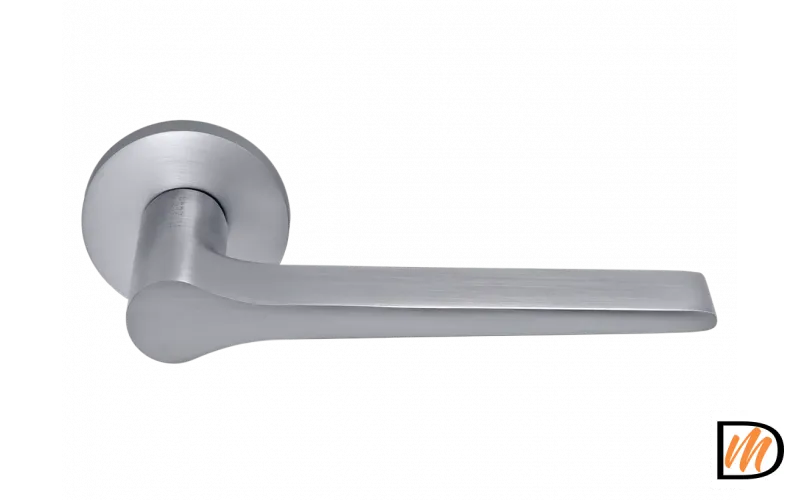 Ручка дверная LAND MH-60-R6 SC раздельная на круглой розетке 6 мм, цвет мат хром, ЦАМ Light