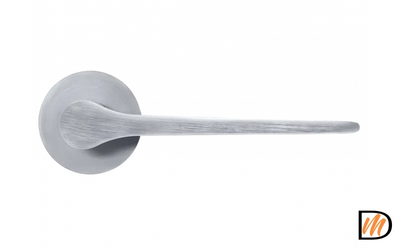 Ручка дверная LAND MH-60-R6 SC раздельная на круглой розетке 6 мм, цвет мат хром, ЦАМ Light