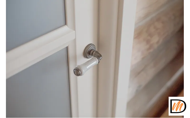 Ручка дверная UMBERTO MH-41-CLASSIC OMS/GR раздельная на круглой розетке, цвет старое матовое серебро/серый, ЦАМ