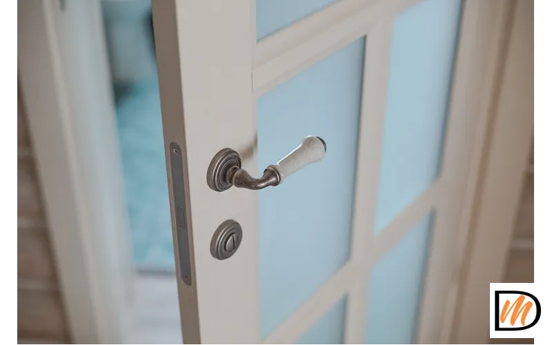 Ручка дверная UMBERTO MH-41-CLASSIC OMS/GR раздельная на круглой розетке, цвет старое матовое серебро/серый, ЦАМ