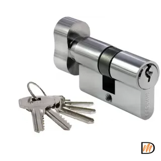 Цилиндровый механизм (личинка) 50CK PC 50 мм с заверткой, сантехнический, цвет хром