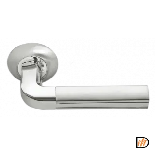 Ручка дверная МОЗАИКА MH-11 SN/CP раздельная на круглой розетке, цвет бел.никель/хром, ЦАМ