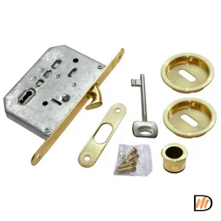 Комплект для раздвижных дверей MHS-1 L SG с замком, цвет мат.золото, ЦАМ