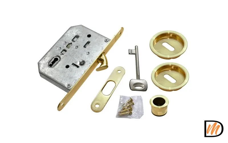Комплект для раздвижных дверей MHS-1 L SG с замком, цвет мат.золото, ЦАМ